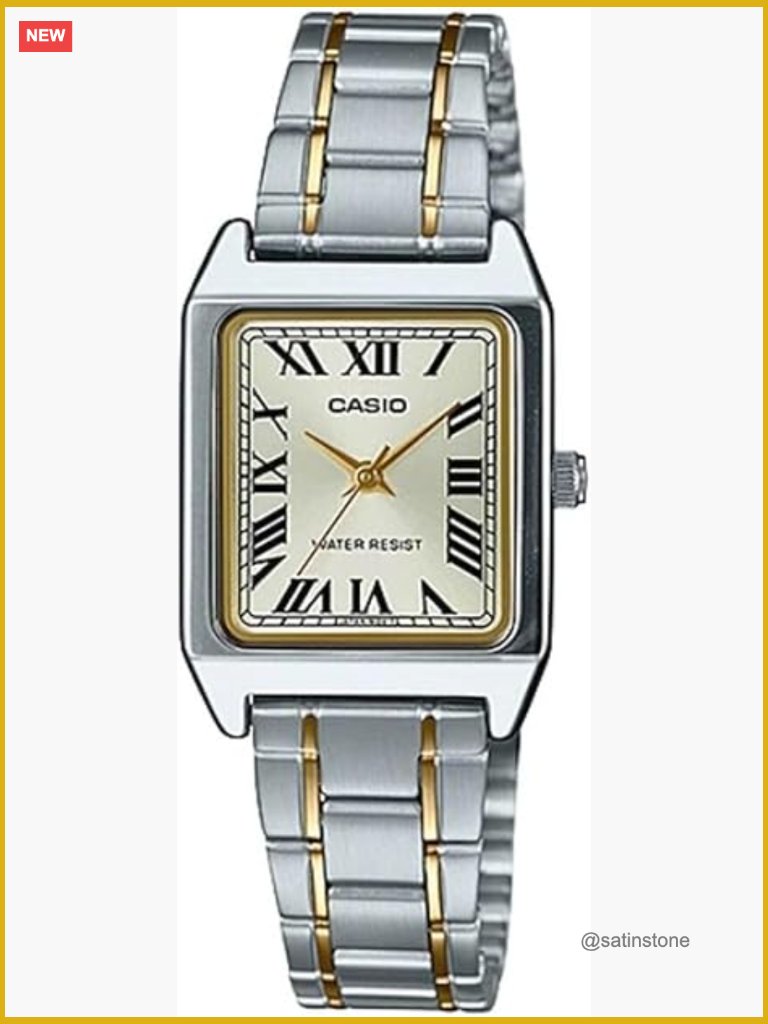 Gold-Tone Stainless Steel Wrist Watch With Mineral Crystal And Push Button Clasp